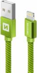 SWISSTEN - Cablu de date și încărcare cu acoperire textilă, USB/fulger, 0, 2 m verde (71523107)