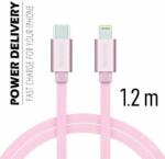 SWISSTEN - Cablu de date și încărcare cu acoperire textilă, USB-C/lightning, Power Delivery, 1, 2 m, auriu roz (71525205)