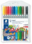 STAEDTLER Set de stilouri cu vârf de fetru, 1-3 mm, cu două capete, lavabile, STAEDTLER "Noris® 320", 12 culori diferite (320 NWP12)