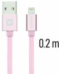 SWISSTEN - Cablu de date și încărcare cu acoperire textilă, USB/fulger, 0, 2 m, auriu roz (71523105)