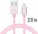 SWISSTEN - Cablu de date și încărcare cu acoperire textilă, USB/fulger, 2 m, auriu roz (71523305)