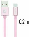 SWISSTEN - Cablu de date și încărcare cu acoperire textilă, USB/USB-C, 0, 2 m, auriu roz (71521105)