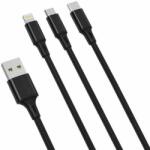 XO Cablu XO 3in1 USB-C / Lightning / Micro 2, 4A, 1, 2 m (negru) (NB173)
