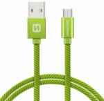 SWISSTEN - Cablu de date și încărcare cu acoperire textilă, USB/micro USB, 2 m verde (71522307)