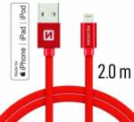 SWISSTEN - Cablu de date și încărcare cu acoperire textilă, USB/lightning MFI, 2 m roșu (71524306)
