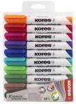 Kores Set de markere pentru tablă și flipchart, 1-3 mm, conic, KORES "K-Marker", 10 culori diferite (20800)
