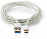 Nedis Cablu date si incarcare, Nedis, USB-C, USB-A, 2 m, Argintiu (CCTB61600AL20) (CCTB61600AL20)