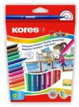Kores Set de pixuri cu vârf de fetru, lavabile, KORES Korellos, 12 culori diferite (29013)