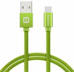 SWISSTEN - Cablu de date și încărcare cu acoperire textilă, USB/USB-C, 2 m, verde (71521307)