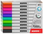 Kores Set de markere pentru tablă și flipchart, 1-3 mm conic, KORES "K-Marker", 10 culori diferite (22841)