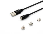SAVIO CL-152 USB cable 1 m USB 2.0 USB C Micro USB A/Lightning Black (CL-152) - 24mag