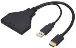 Doonjiey HDMI splitter, 1db HDMI apa -> 2db HDMI anya elosztó, 4K UHD, Doonjiey, fekete