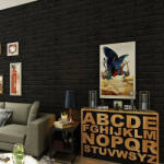 MyStyle Tapet 3D Black design perete modern din caramida in relief, Autoadeziv , 77x70 cm