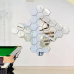 MyStyle Set Oglinzi Decorative Acrilice Design Hexagon Silver M SizeLuxury Home 24 bucati/set
