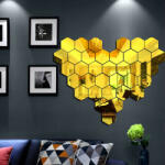 MyStyle Set Oglinzi Acrilice Decorative Design Hexagon Gold M Size Luxury Home 24 bucati/set