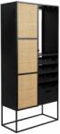 White Label Fekete lakkozott boros szekrény rattan töltettel WLL GUUJI 80 x 38 cm (4100072)