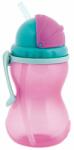 Canpol babies Преходно нетечащо шише с мека сламка Canpol - Розово, 370 ml (56/113_pin)