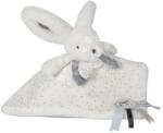 Doudou Iepuraș de pluș de alint Bunny Happy Glossy Doudou et Compagnie albastru 25 cm în ambalaj cadou de la 0 luni (DC3742)