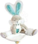 Doudou Iepuraș de pluș Bunny Almond Lapin de Sucre Doudou et Compagnie turcoaz 31 cm în ambalaj cadou d ela 0 luni (DC3487)