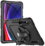 Tech-Protect Samsung X610/X616B Galaxy Tab S9 FE+ 12.4 / X810/X816B Galaxy Tab S9+ 12.4 ütésálló tablet tok 360 fokos védelemmel, 4H kijelzővédő üveggel - Tech-Protect Solid - fekete (ECO csomagolás) (TP660317) (T