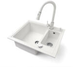 NERO Arriva + kihúzható zuhanyfejes Snake csaptelep + adagoló + dugókiemelő (fehér)