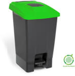 PLANET Szelektív hulladékgyűjtő konténer, műanyag, pedálos, antracit/zöld, 100L (ALUP229Z)