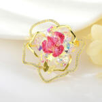  Exkluzív virág + pillangó bross pink és színjátszó Swarovski kristályokkal (0585. ) (XR10603F)