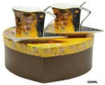 P&P Import Porceláncsésze+alj szögletes 300 ml, kanállal, 2 személyes, Klimt: The Kiss