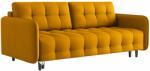 Micadoni Mustársárga szövet háromszemélyes kanapéágy MICADONI SCALETA 219 cm fekete talppal (MIC3SFA3SCAL7)