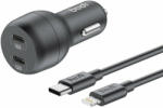 budi Car Charger, 2x USB-C, 40W, PD + USB-C to Lightning Cable (Black) (108RTL) - pepita