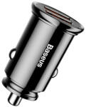 Baseus Circular autós szivargyújtó gyorstöltő, 2xUSB, 30W, fekete - ionstore