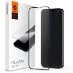 Apple iPhone 12 Pro Max, Kijelzővédő fólia, ütésálló fólia (az íves részre is! ), Tempered Glass (edzett üveg), 3D Full Cover, Spigen Glastr Slim HD Full Cover, fekete