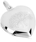 Ekszer Eshop 925 ezüst medallion - finoman gravírozott szimmetrikus szív, életfa