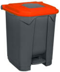 PLANET Szelektív hulladékgyűjtő konténer, műanyag, pedálos, antracit, piros, 50L (ADUP226P)