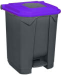 PLANET Szelektív hulladékgyűjtő konténer, műanyag, pedálos, antracit, kék, 50L (ADUP226K)