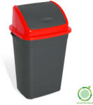 PLANET Billenőfedeles szemetes kuka, műanyag, antracit/piros, 50 literes (ADUP011PP)