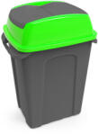 PLANET Hippo Billenős Szelektív hulladékgyűjtő szemetes, műanyag, antracit/zöld, 25L (ADUP236Z)