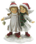 Clayre & Eef Korcsolyázó angyallány pár karácsonyi dekorfigura, 11x6x14cm