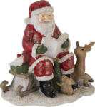 Clayre & Eef Mesélő mikulás karácsonyi dekorfigura állatokkal 14x12x13cm - perfectodekor - 7 990 Ft