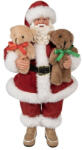 Clayre & Eef Textilruhás télapó macikkal, karácsonyi dekorfigura, 28cm