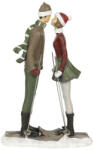 Clayre & Eef Puszit kapó sielő pár karácsonyi dekorfigura, 18x7x27cm
