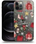 Picasee Husă neagră din silicon pentru Apple iPhone 12 Pro - Christmas