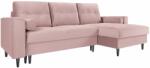 MICADONI Levendula rózsaszínű bársony sarok kanapéágy MICADONI LEONA 225 cm, fekete talppal, jobbra (MIC_RC_2_A3_LEONA4)