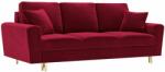 Micadoni Piros bársony MICADONI MOGHAN kanapéágy 235 cm, arany alappal (MIC3SFA1MOGHAN2)