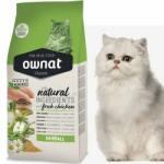 OWNAT Classic Hairball - Натурална суха храна за пораснали котки, за предотвратяване на образуването на космени топки, с прясно пилешко месо - 8 кг, Испания - 114943