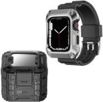 UIQ Set Carcasa Metal + Curea ceas UIQ, compatibila cu Apple Watch 4 5 6 SE SE 2, 44mm, Argintiu - ES00814