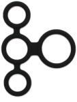 Rimba Latex Play Quatro Cock Ring and Ball Splitter Black
