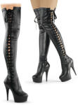 Pleaser USA Pleaser Delight-3050 Blk Str Faux Leather/Blk Matte 38
