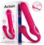 ACTION Strapless Strap-On Thrusting & Waving Pulse Triple Action Dildo Pink