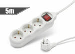 Delight 3-as elosztó, kapcsolóval (250 V 10 / 16 A, 5 méter) (20235)